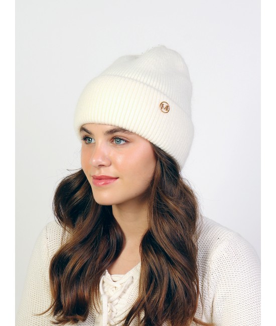 Cable Knitted Lined Hat With Brim (plush inside) 